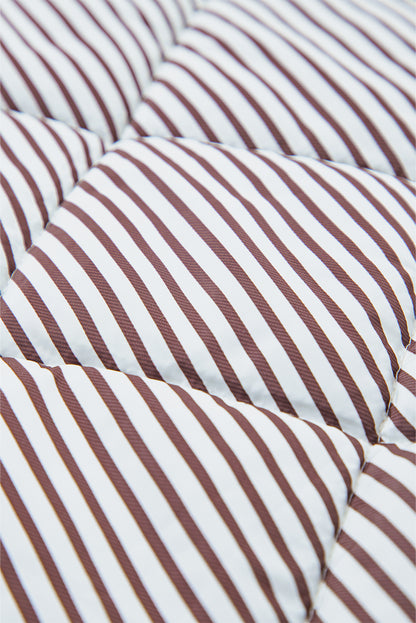 Stripe Contrast Trim Snap Button Collared Vest