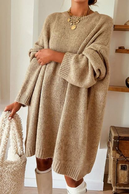 Solid Drop Shoulder Oversize Mini Sweater Dress