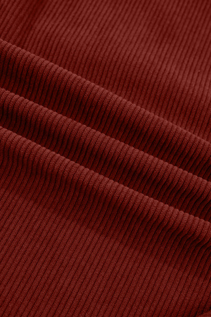 Solid Corduroy Long Sleeve Buttoned Shirt