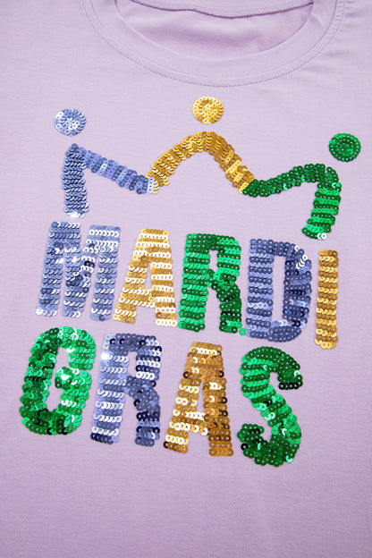 Mardi Gras Sequin Graphic Patchwork T-Shirt