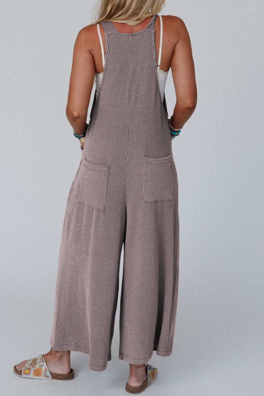 Corded Knit Wide Leg Overall