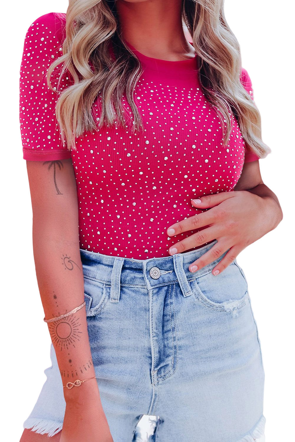 Rhinestone Short Sleeve Bodysuit