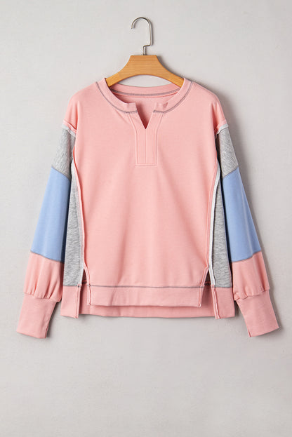 Colorblock Patchwork Reverse Seam Sweatshirt