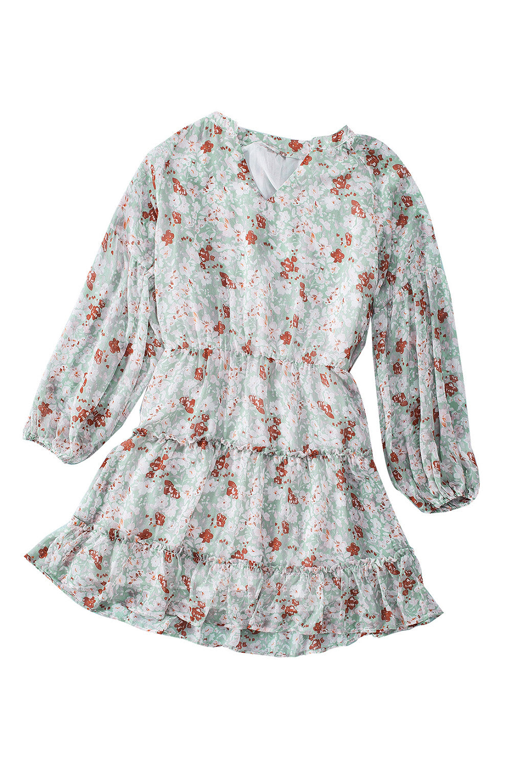 Floral Puff Sleeve Tiered Dress