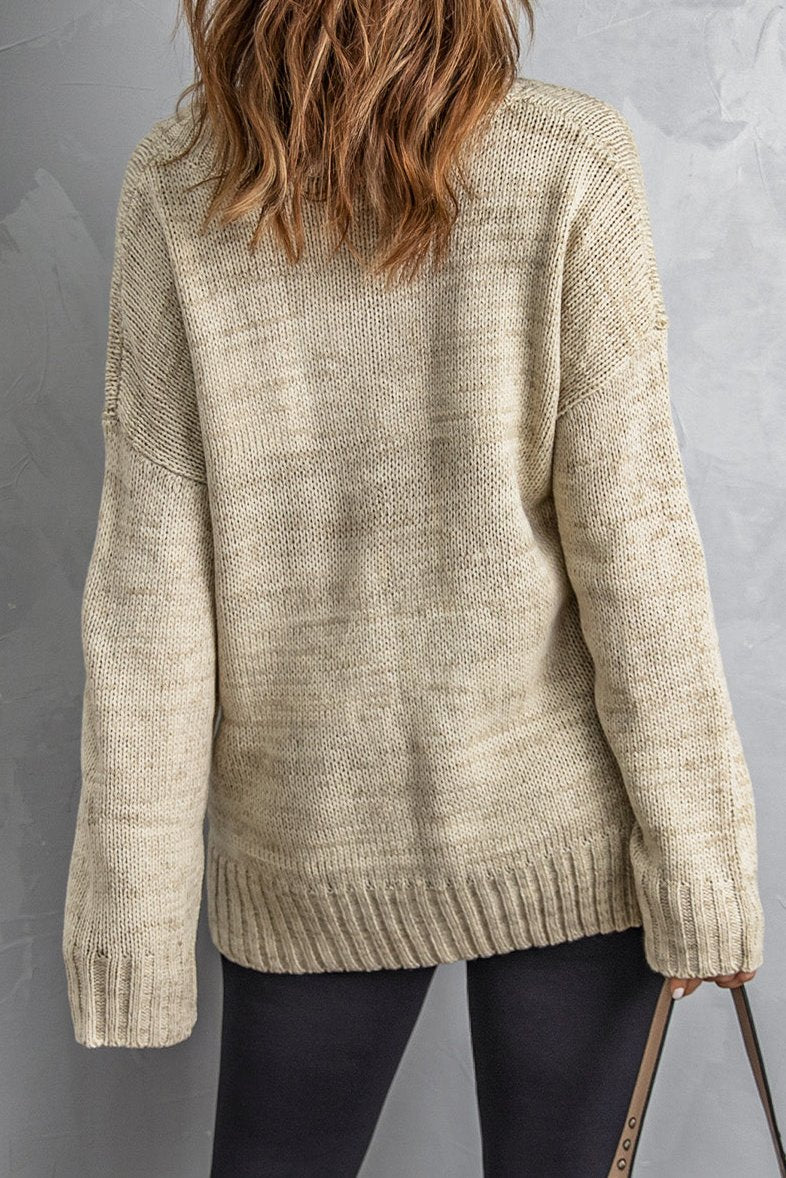 Drop Shoulder V-Neck Sweater