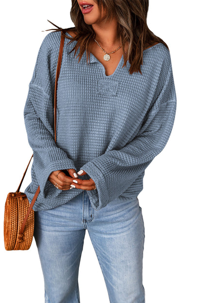 Waffle Wide Long Sleeve Top