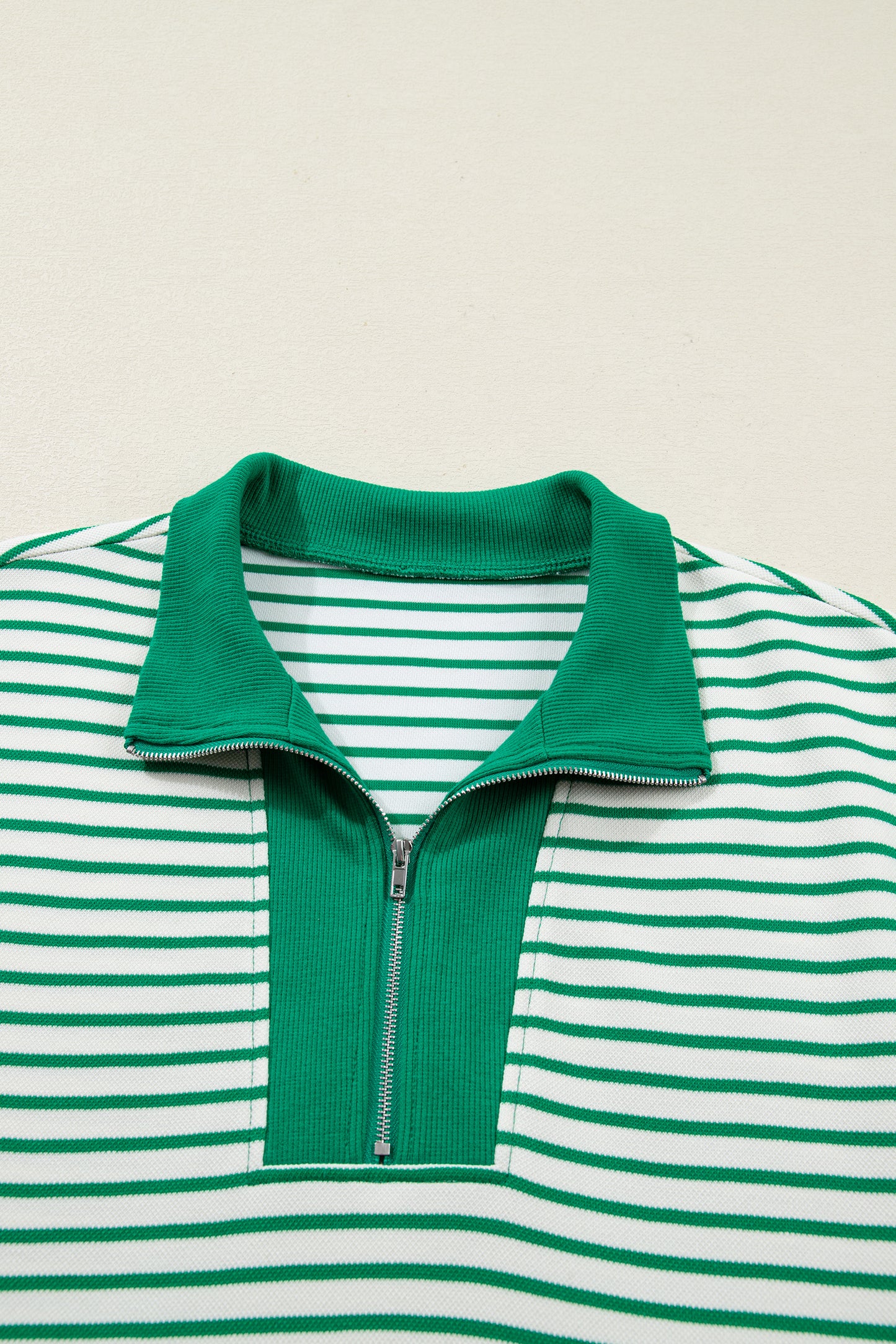 Stripe Quarter Zip Polo Collar T-Shirt Dress