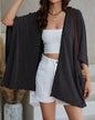 Ribbed Lace Trim Oversized Kimono