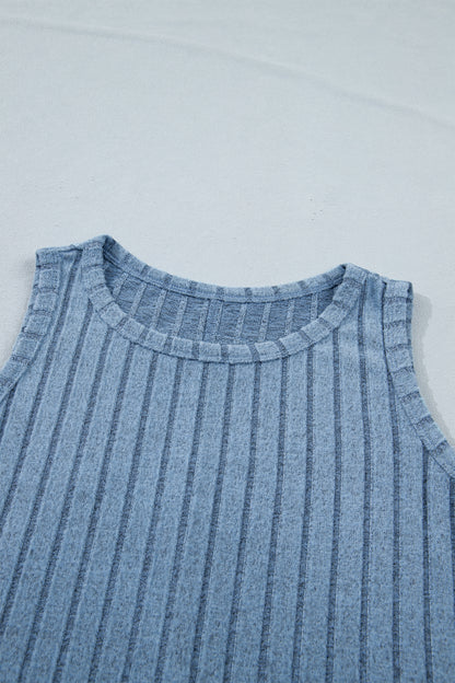 Solid Ribbed Knit Mineral Wash Tank Top