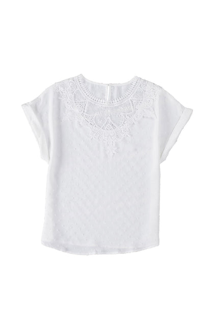 Swiss Dot Lace Applique Top