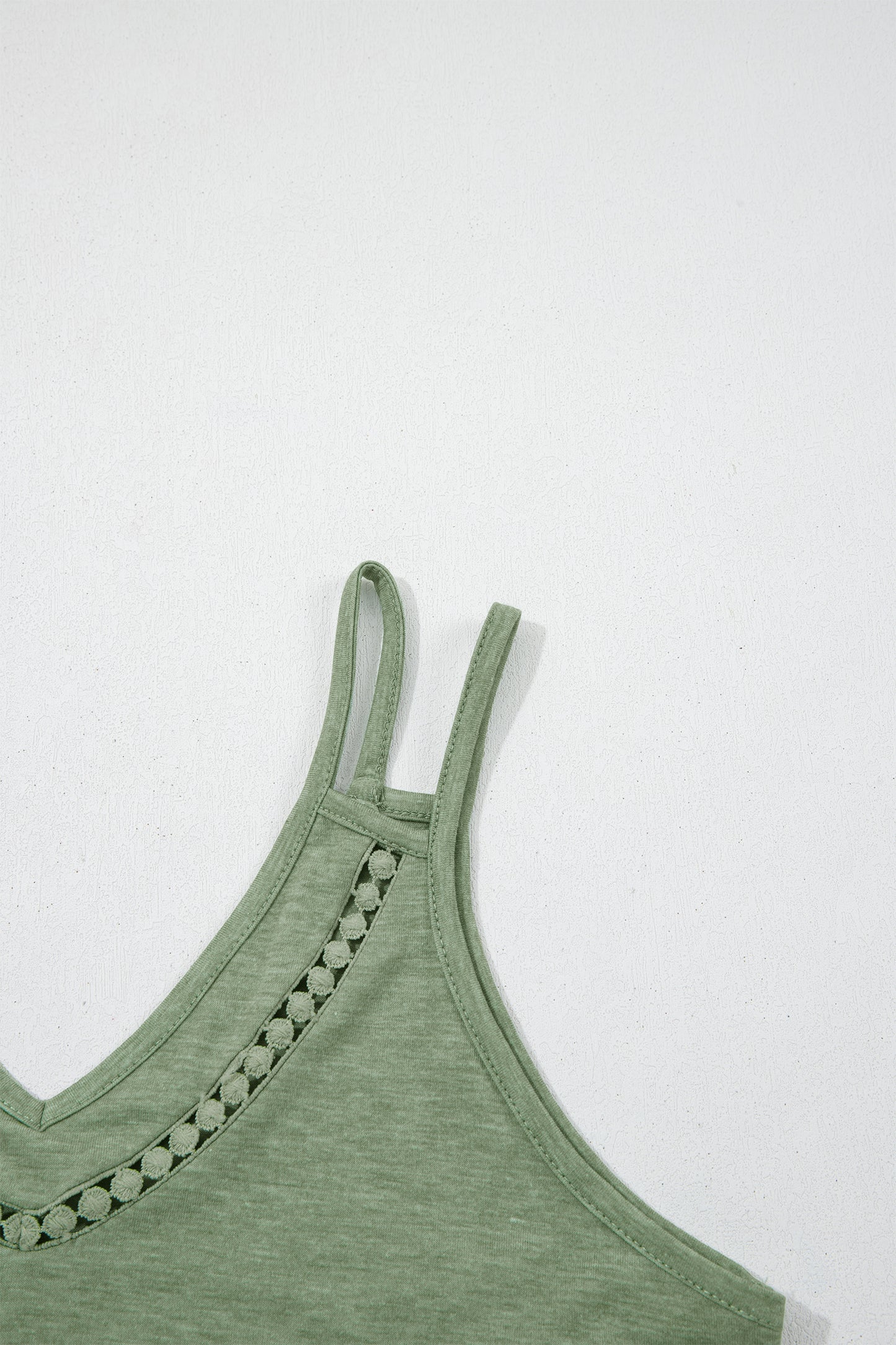 Solid Lace Trim V-Neck Sleeveless Mini Dress