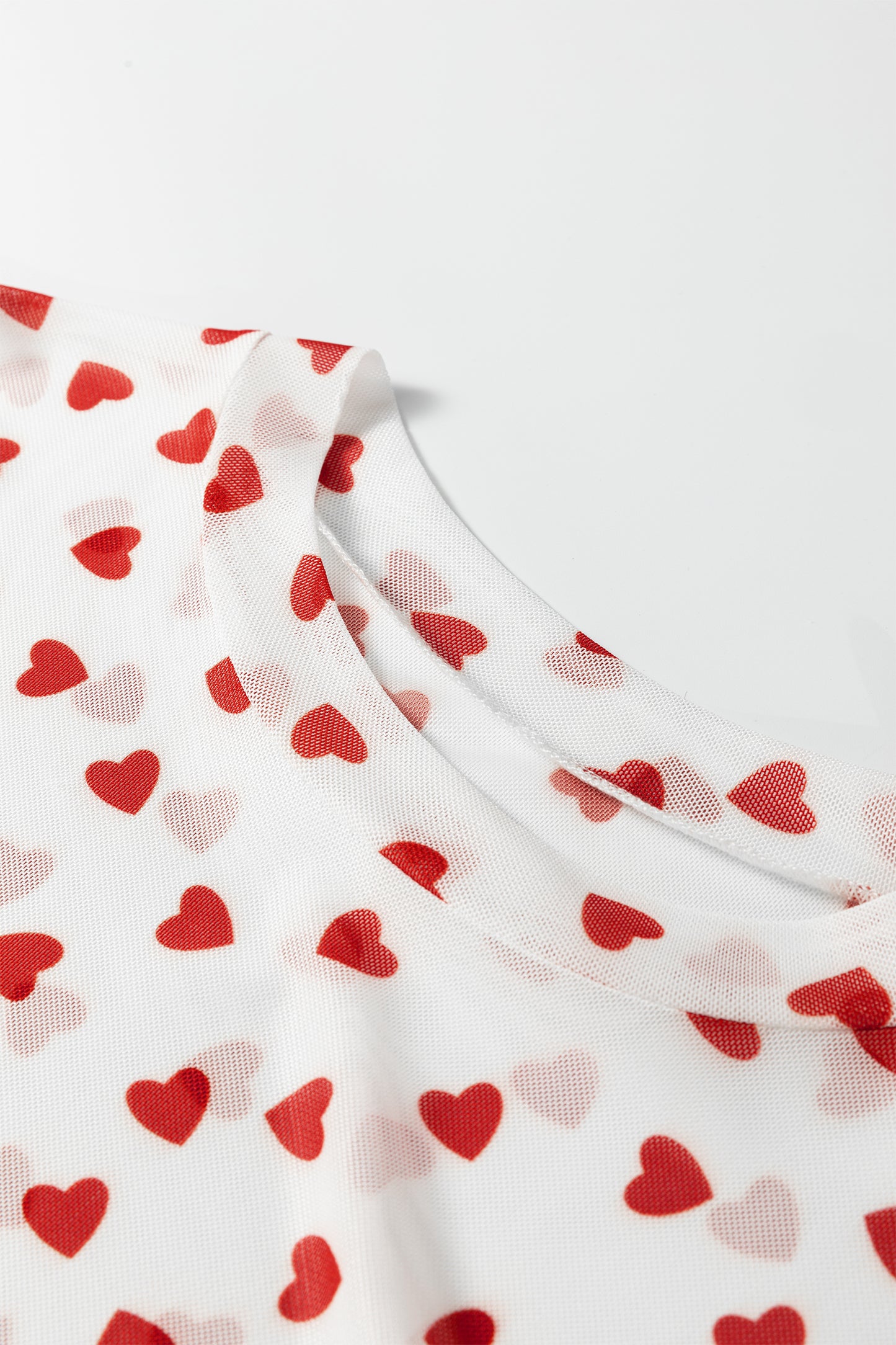 Valentine Heart Mesh Short Sleeve Top