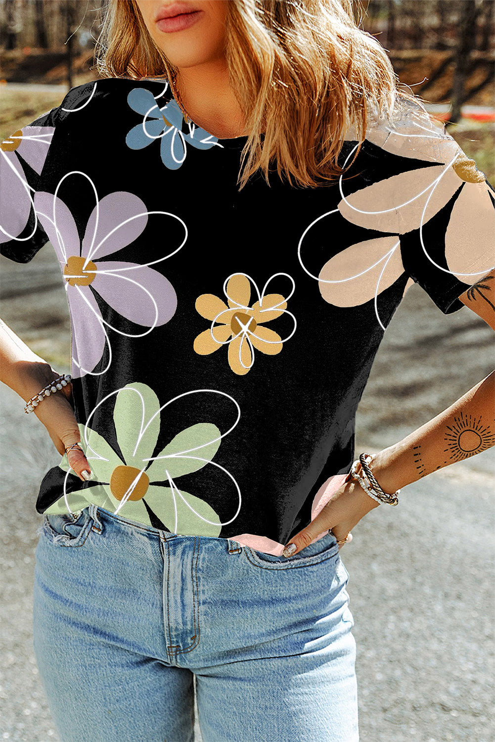 Floral Round Neck T-Shirt