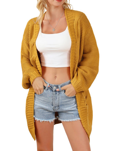 Chunky Cable Lantern Sleeve Cardigan