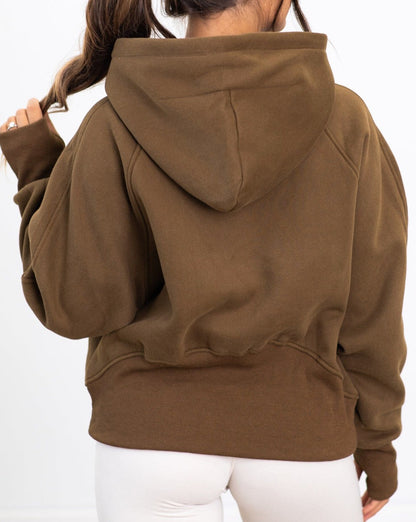 Thumbhole Sleeve Half Zip Hoodie