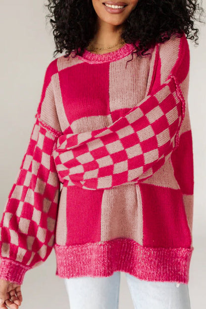 Checker Drop Shoulder Sweater