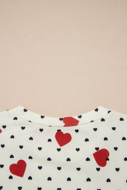 Valentine Heart & Flower Checker Long Sleeve Blouse