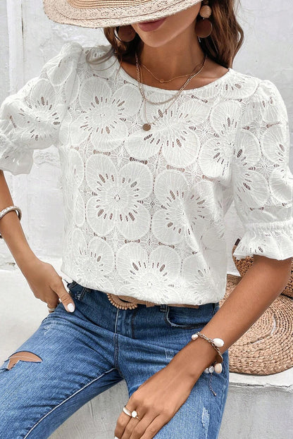 Floral Lace Short Sleeve Top