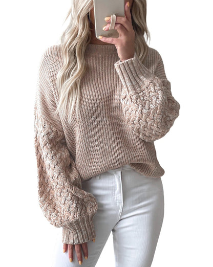 Cable Knit Drop Shoulder Sweater