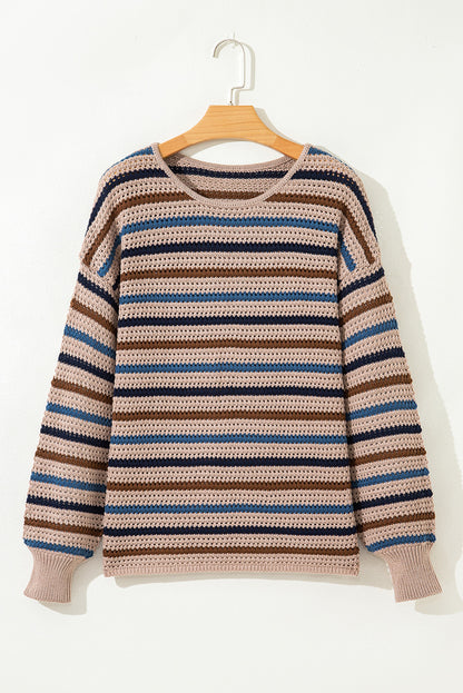 Stripe Drop Shoulder Round Neck Sweater