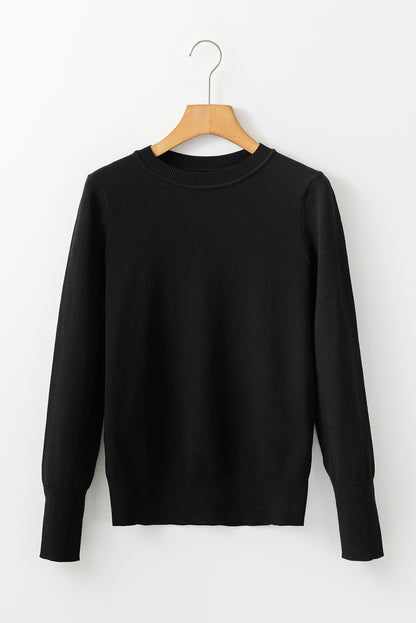 Solid Long Sleeve Crewneck Sweater