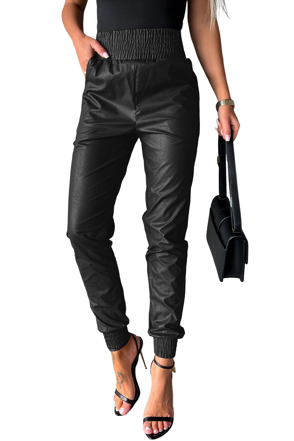 Leather High-Waist Skinny Pants