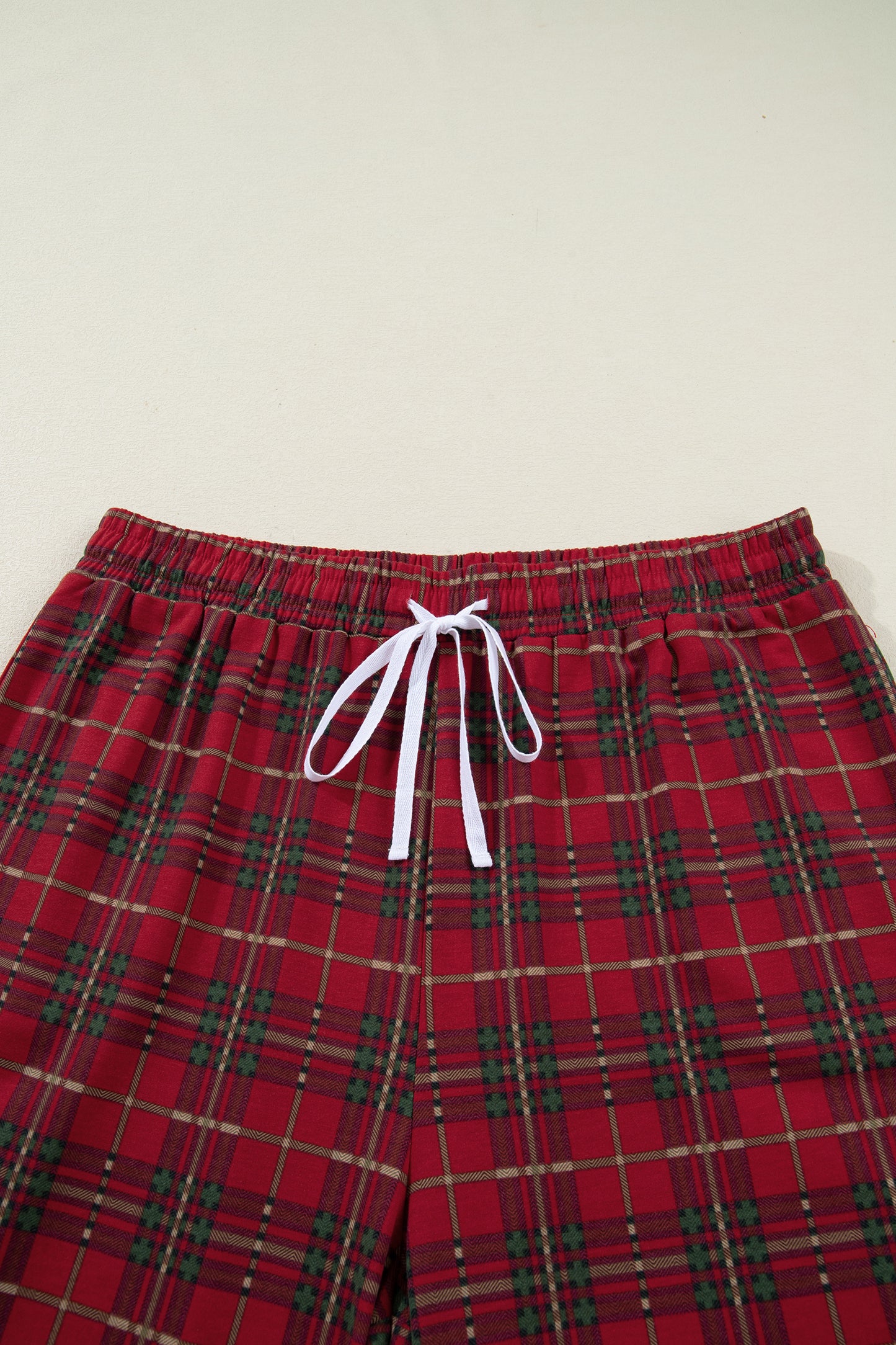 Plus Size Christmas Plaid Shirt and Pants Pajama Set