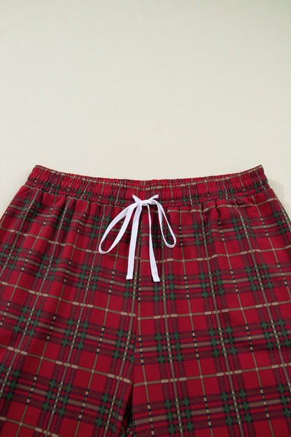 Plus Size Christmas Plaid Shirt and Pants Pajama Set