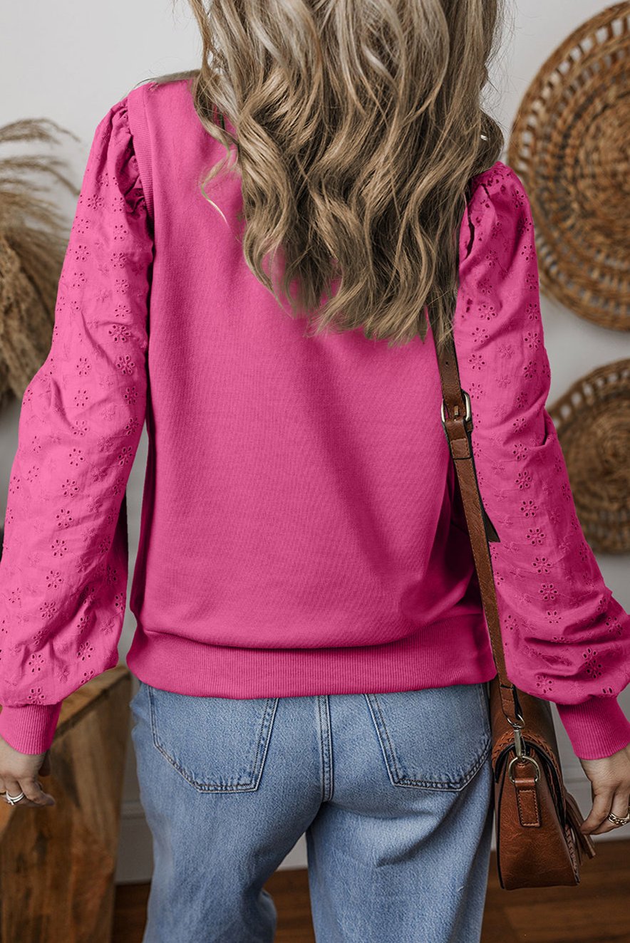 Texture Patchwork Round Neck Sweatshirt