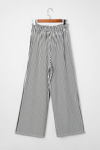 Stripe Tied High Waist Straight Leg Pants