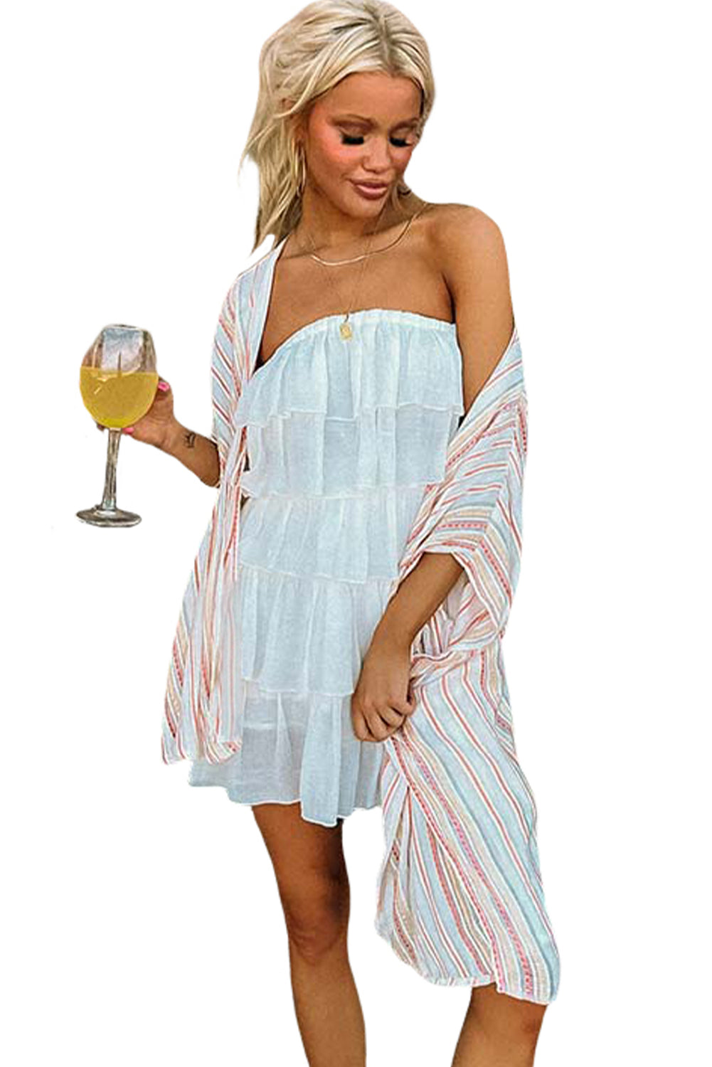 Stripe Cover-Up Kimono