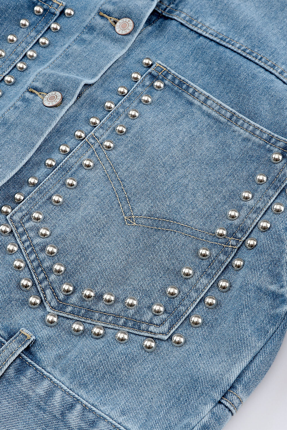 Denim Studded Oversized Pocket Jacket