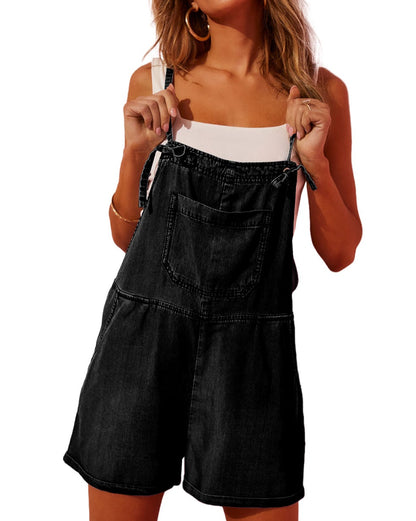 Denim Grommet Tie Straps Romper