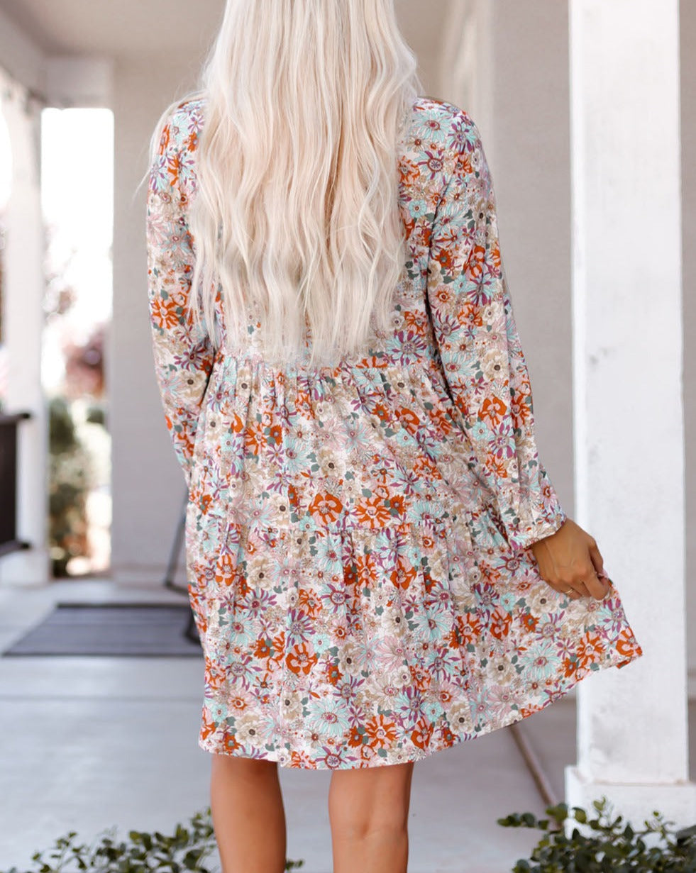 Floral Button Front Shirt Dress