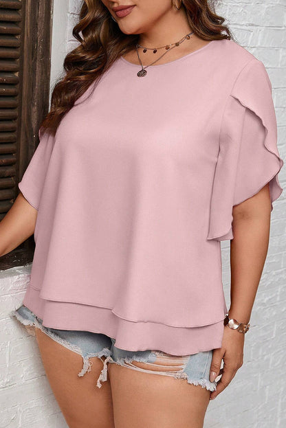 Tulip Sleeve Layered Blouse Plus Size