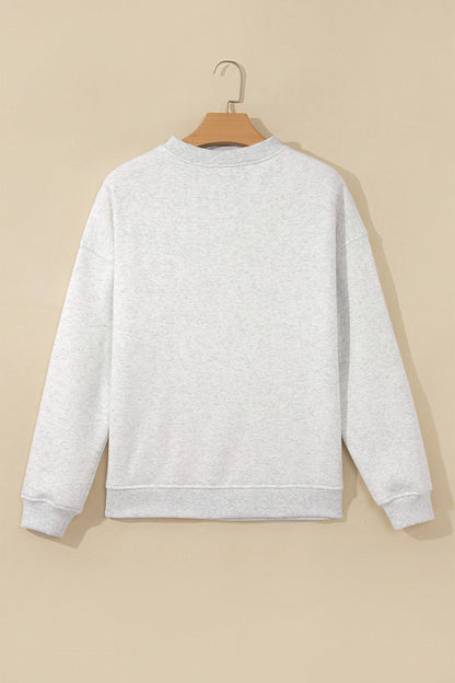 Solid Fleece Lined Mock Neck Ribbed Trim Sweatshirt