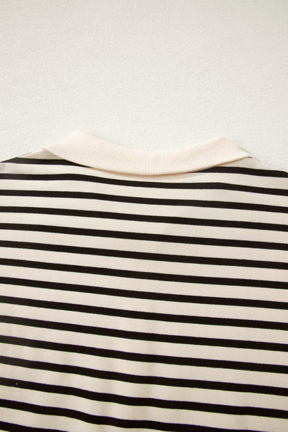 Stripe Colorblock Zip Polo & Drawstring Shorts Set