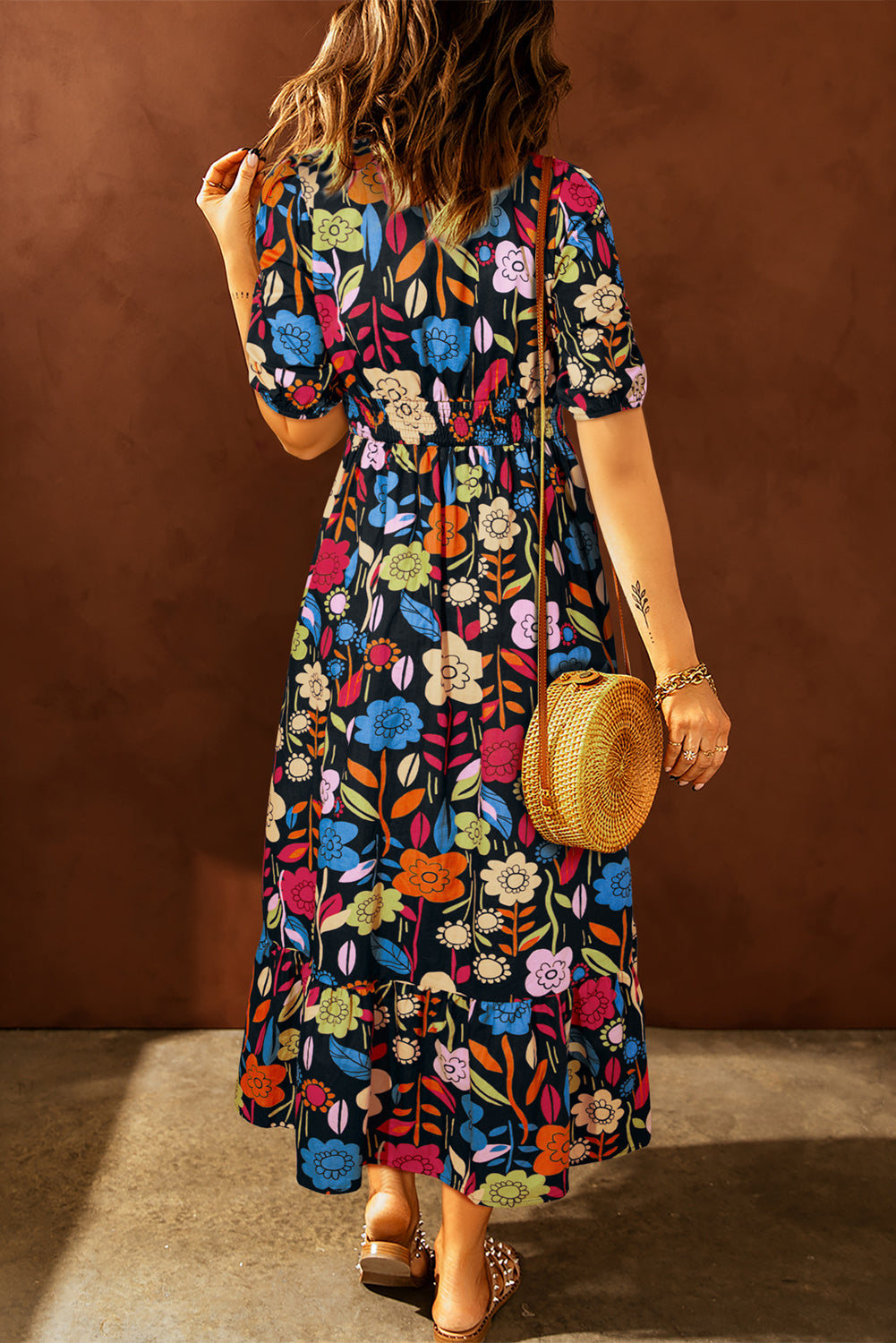 Floral Split V-Neck Maxi Dress