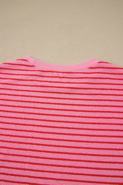 Stripe Side Split Tee & Drawstring Shorts Set
