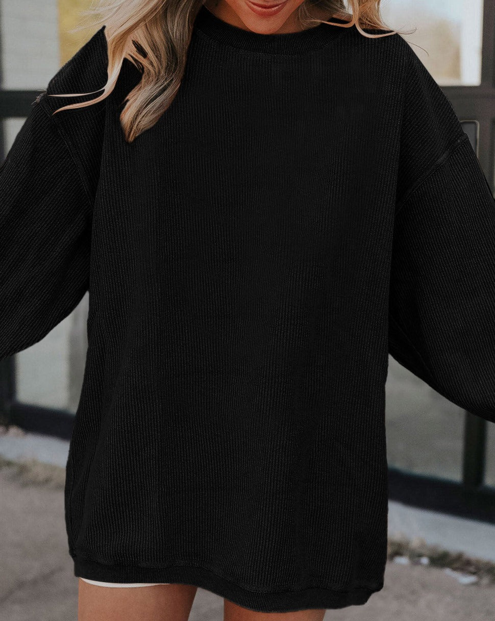 Ribbed Long Sleeve Oversized Sweatshirt