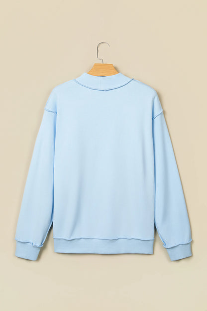 Jesus Saves Graphic Print Mock Neck Sweatshirt