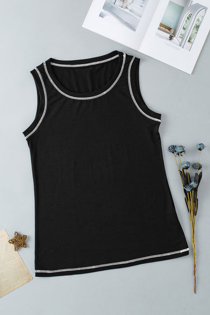 Contrast Stitch Sleeveless Top