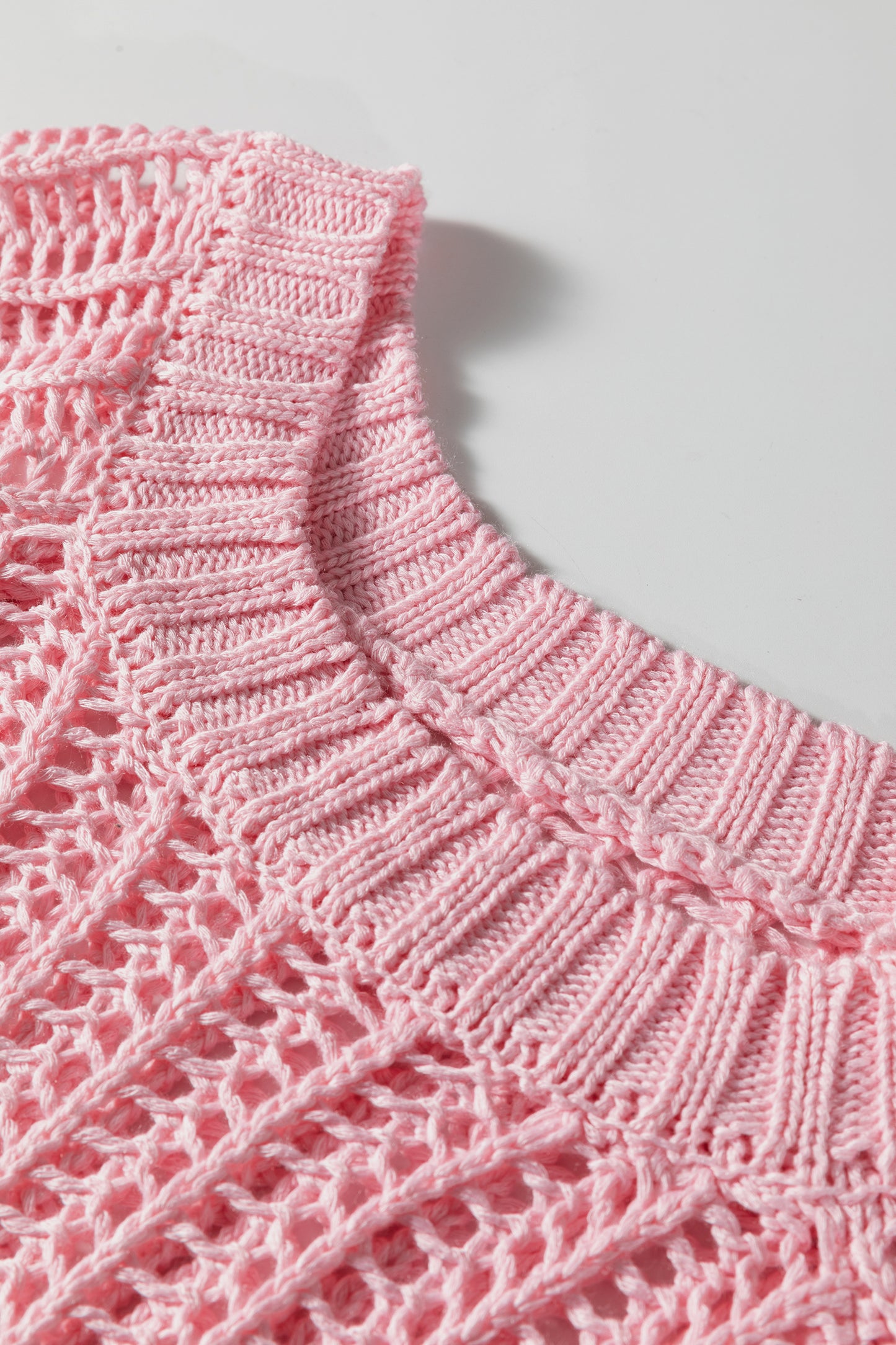 Plus Size Crochet Bow Tie Short Sleeve Sweater