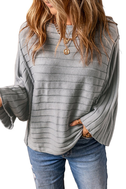 Ribbed Reserve Seam Dolman Sleeve Top