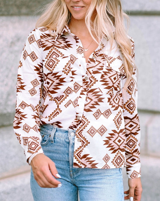 Aztec Flap Pocket Buttoned Shirt