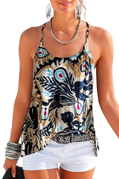 Floral Strappy Back Tank Top