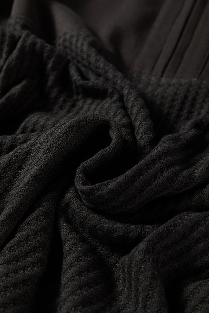 Waffle Knit Patchwork Half-Zip Sweatshirt