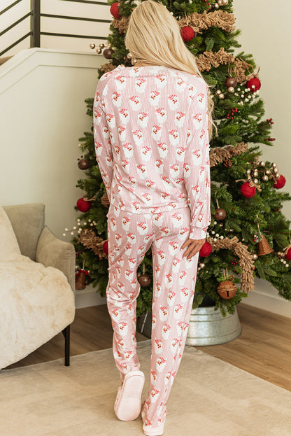 Christmas Santa Claus Stripe Top and Pants Lounge Set