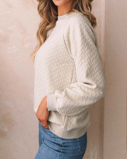 Herringbone Raglan Sleeve Pullover Sweatshirt