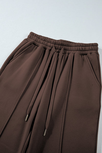 Solid Collared Sweatshirt and Pants Set